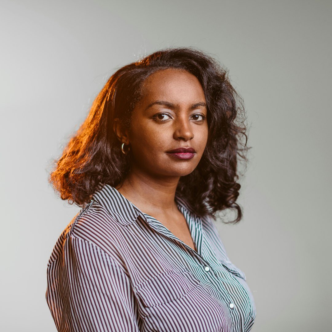 Studio portrait of a Lithuanian female news editor