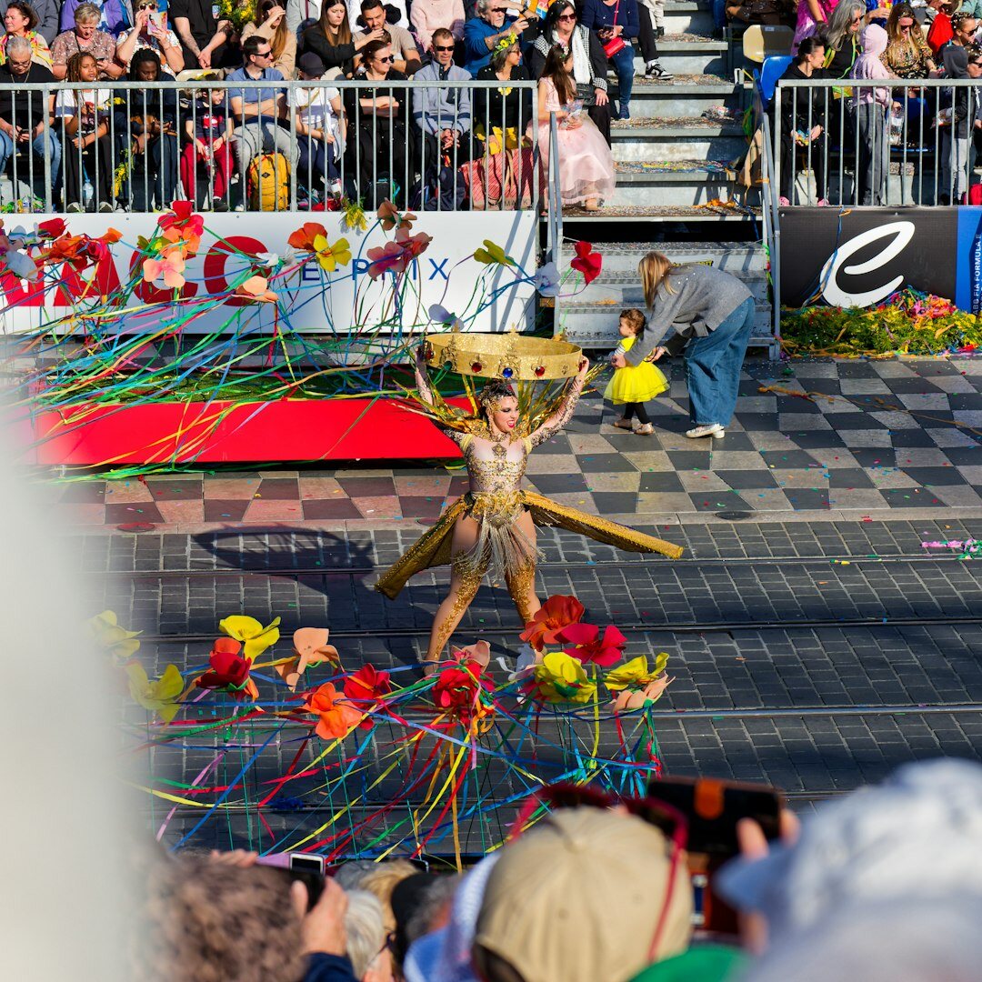 Photographer capturing a scene at a public entertainment event