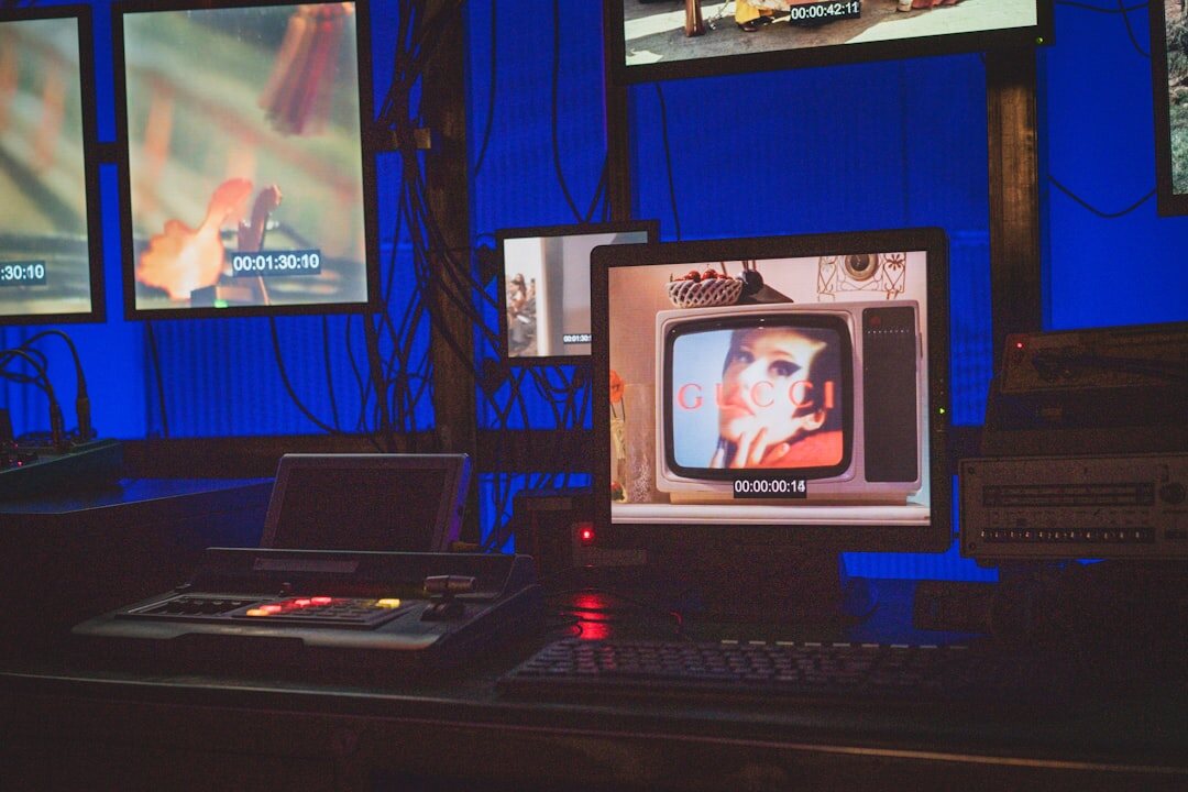 Backstage area with wardrobe racks before a television show